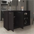 Pemberly Row Kitchen Island with Two Cabinets 59in Wide in Black