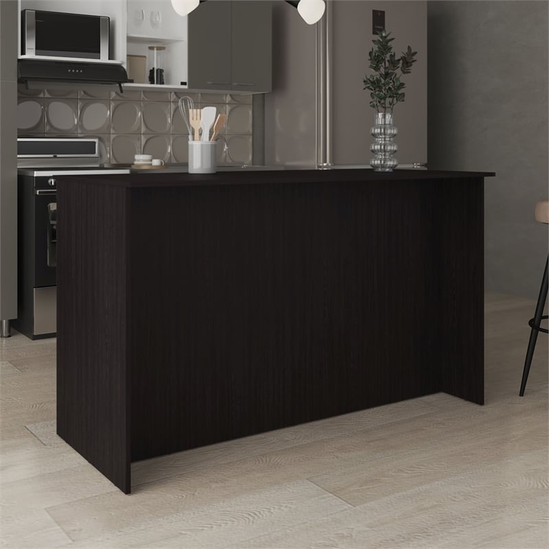 Pemberly Row Kitchen Island with Two Cabinets 59in Wide in Black