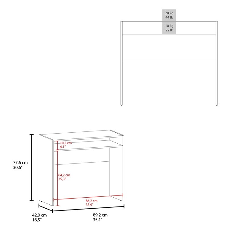 Pemberly Row 35in Floating Writing Desk with Storage in White