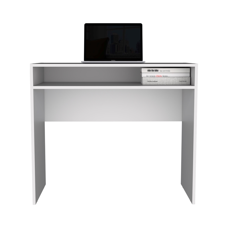 Pemberly Row 35in Floating Writing Desk with Storage in White