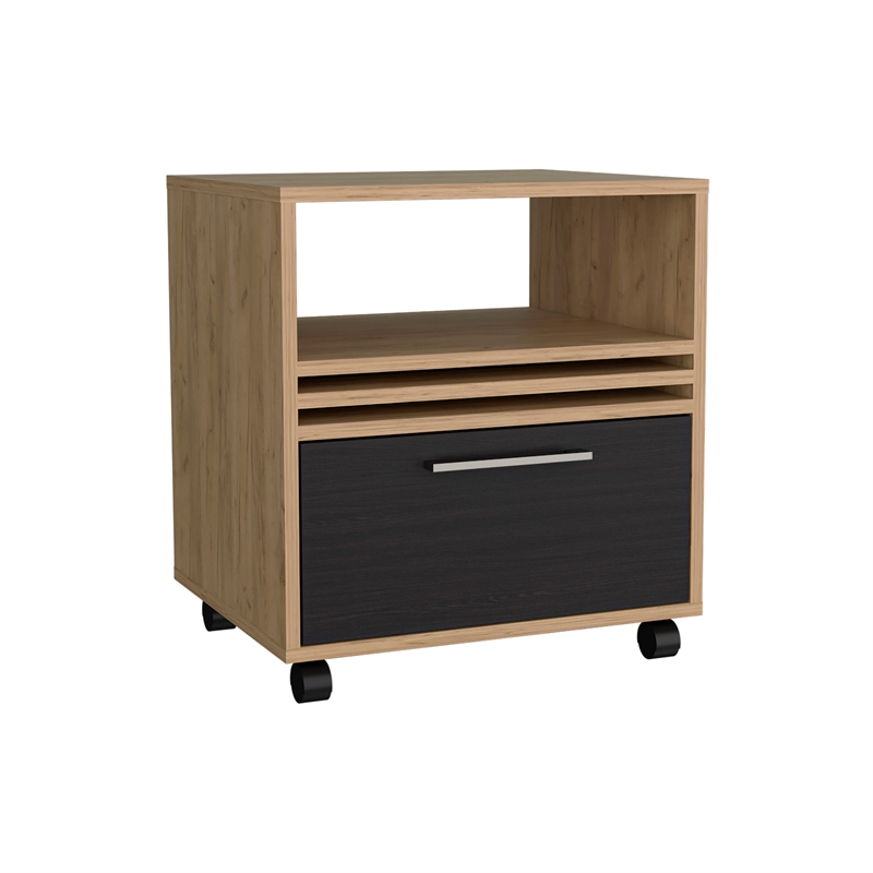 Pemberly Row 20in Nightstand with Drawer and Casters in Multi-Color