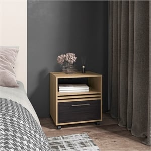 Pemberly Row 20in Nightstand with Drawer and Casters in Multi-Color