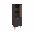 Pemberly Row 47in Tall Storage Cabinet with Open Shelves in Black
