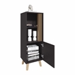 Pemberly Row 47in Tall Storage Cabinet with Open Shelves in Black