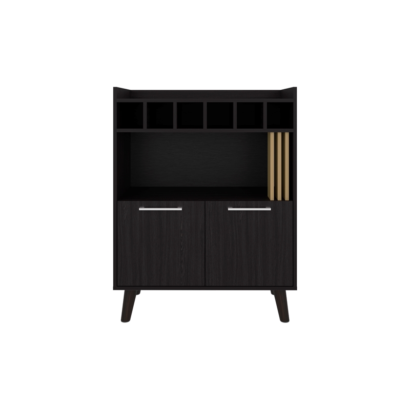 Pemberly Row 40in Bar Cabinet with Bottle Cubbies in Natural Oak
