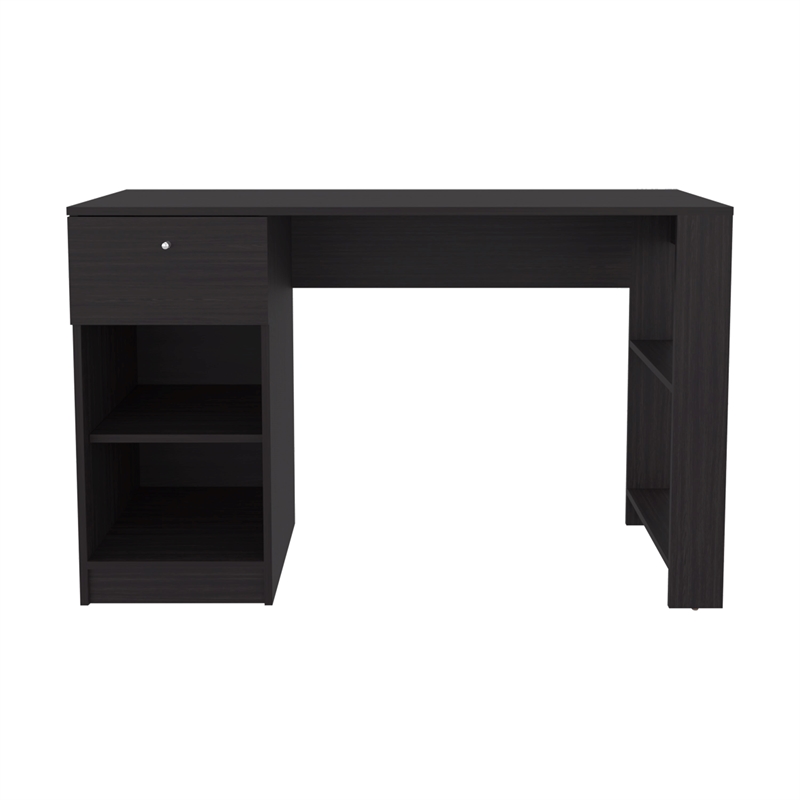 Pemberly Row One Drawer Home Desk with Shelves 47.2in in Black