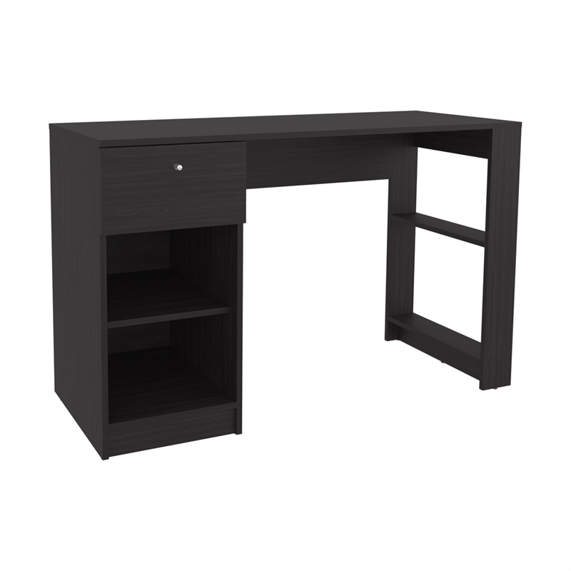 Pemberly Row One Drawer Home Desk with Shelves 47.2in in Black