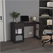 Pemberly Row One Drawer Home Desk with Shelves 47.2in in Black