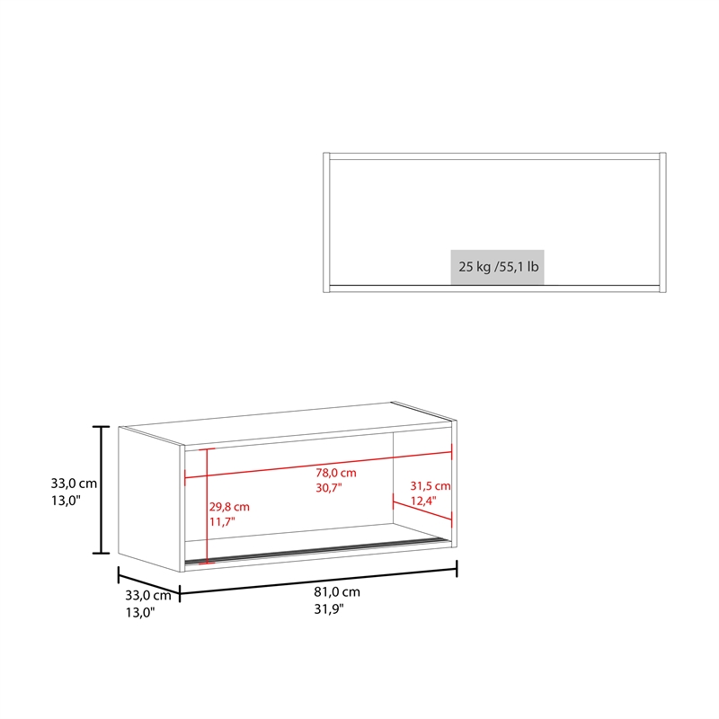 Pemberly Row 32in Wall Mounted Cabinet with Sliding Doors in Dark Wengue