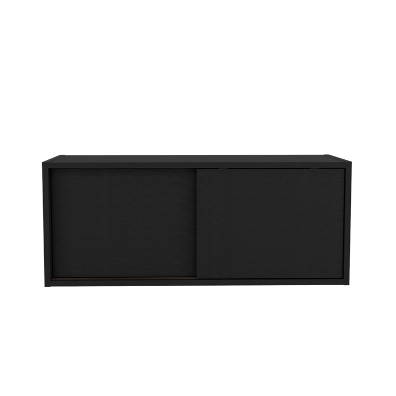 Pemberly Row 32in Wall Mounted Cabinet with Sliding Doors in Dark Wengue