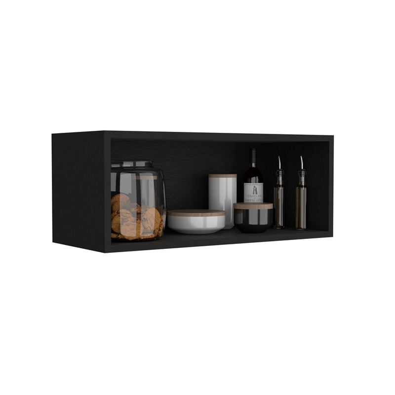Pemberly Row 30in Open Wall Shelf Storage Cabinet in Dark Wengue