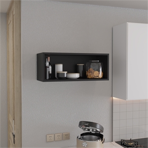 Pemberly Row 30in Open Wall Shelf Storage Cabinet in Dark Wengue