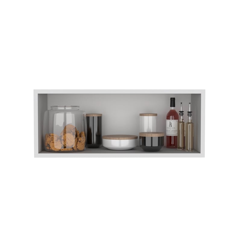 Pemberly Row 30in Open Wall Shelf Cabinet 12.5in Deep in White
