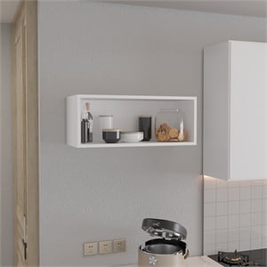 Pemberly Row 30in Open Wall Shelf Cabinet 12.5in Deep in White