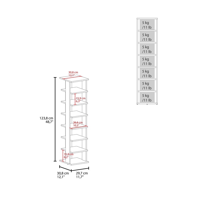 Pemberly Row 8 Tier Vertical Shoe Rack Tower 48.7in High in White