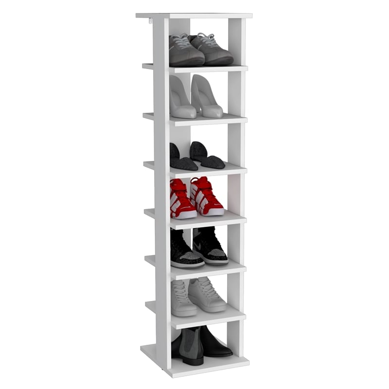 Pemberly Row 8 Tier Vertical Shoe Rack Tower 48.7in High in White