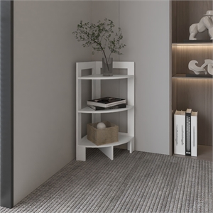 Pemberly Row 3 Tier Corner Side Table with Tray 37in in White