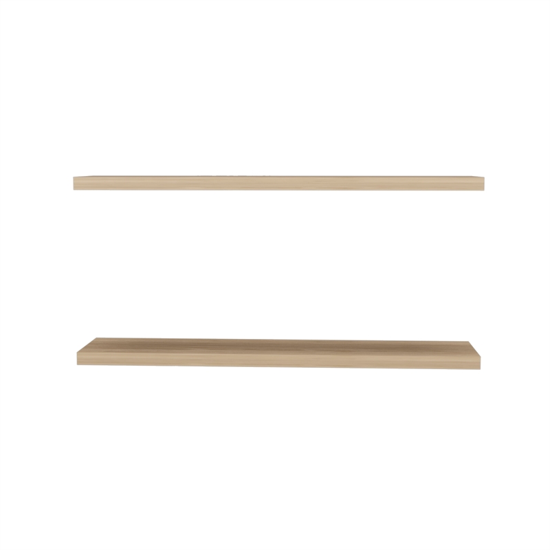 Pemberly Row 47in Modern Floating Wall Shelves Set of 2 in Beige