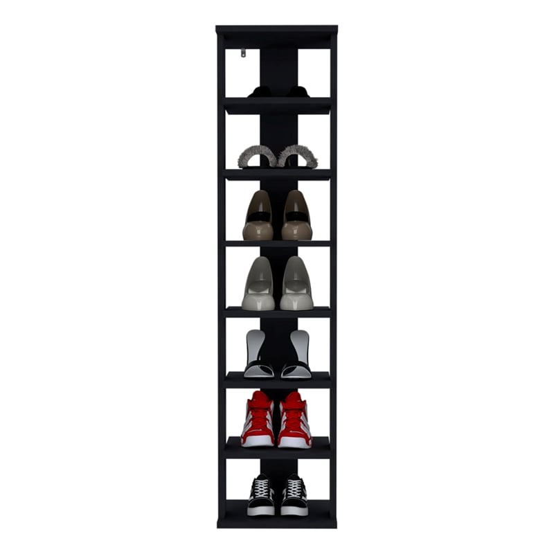 Pemberly Row 8 Tier Vertical Shoe Rack Tower 48.7in High in Black