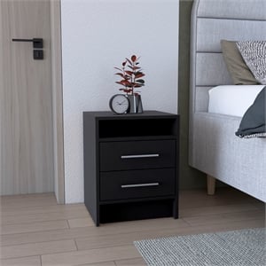 Pemberly Row Floating Nightstand with 2 Drawers 24in Wide in Black