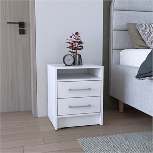 Pemberly Row Floating Nightstand with 2 Drawers 24in Wide in White