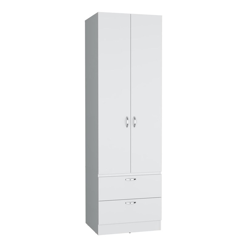 Pemberly Row Tall Bedroom Armoire Wardrobe 76in High in White