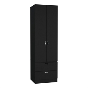 Pemberly Row Tall Bedroom Armoire Wardrobe 76in High in Black