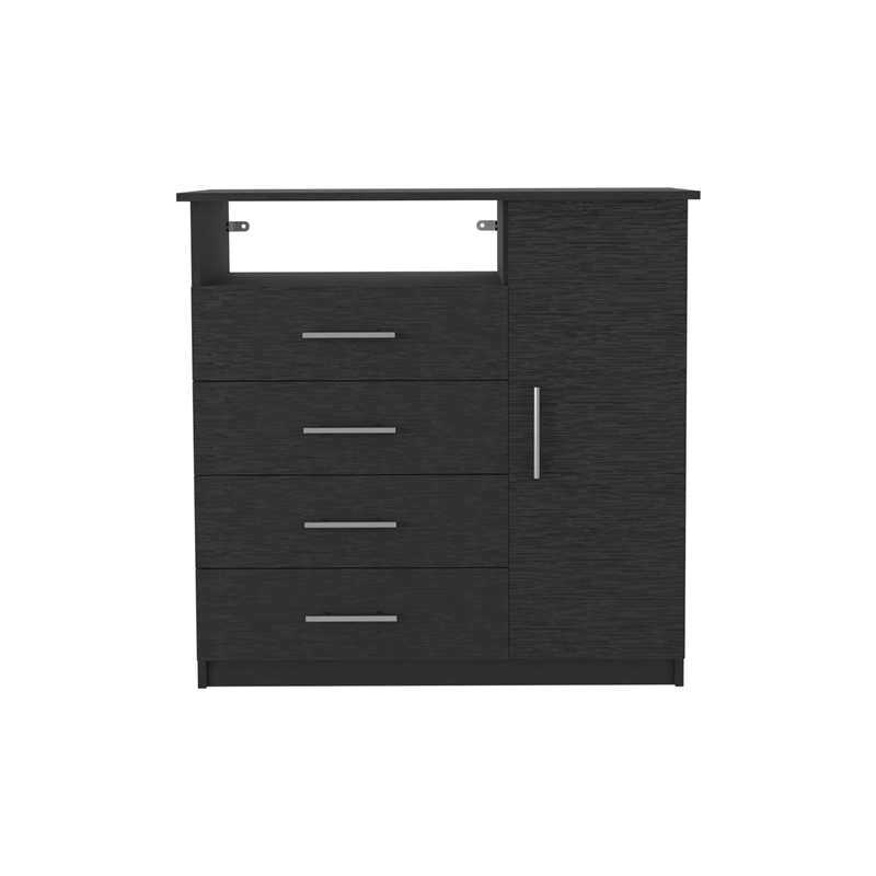 Pemberly Row 3 Piece Bedroom Set Dresser and 2 Nightstands in Black