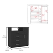 Pemberly Row 3 Piece Bedroom Set Dresser and 2 Nightstands in Black