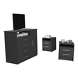 Pemberly Row 3 Piece Bedroom Set Dresser and 2 Nightstands in Black