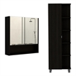Pemberly Row 2 Piece Bathroom Set Linen and Medicine Cabinet in Black