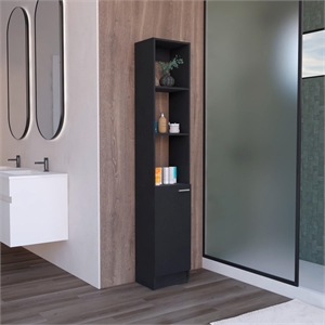 Pemberly Row Tall Linen Storage Cabinet 70.8in High in Black