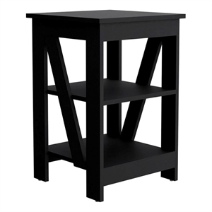 Pemberly Row 3 Open Shelf Side End Table 23.8in High in Black