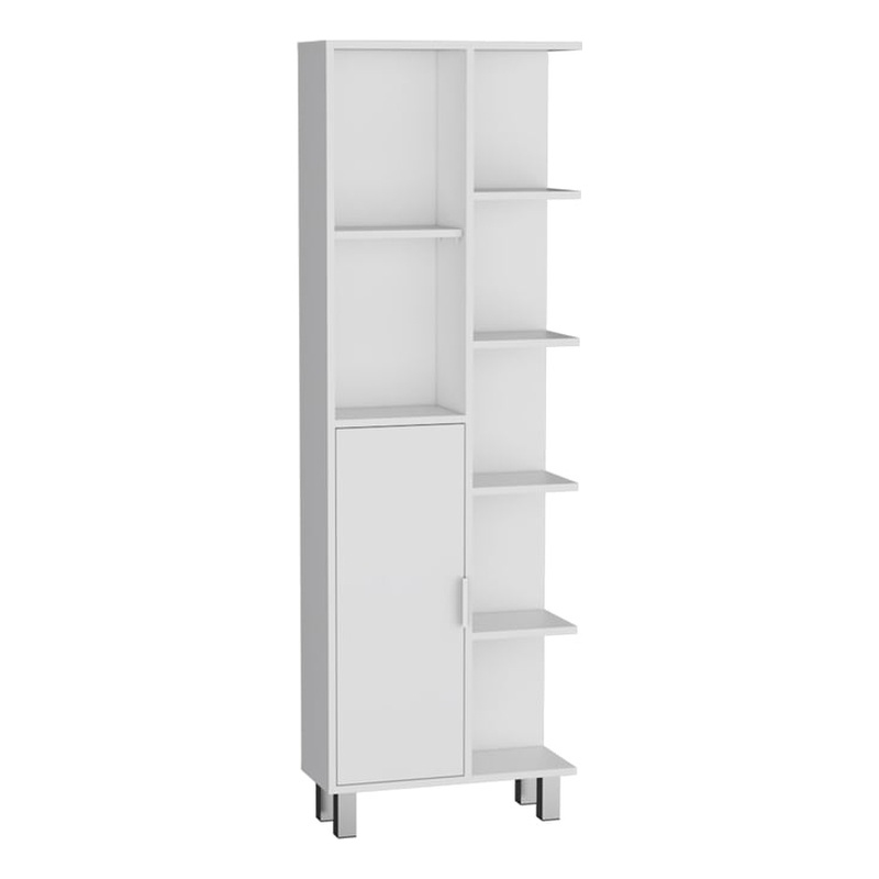 Pemberly Row Linen Bathroom Cabinet with 7 Open Shelves in White