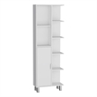 Pemberly Row Linen Bathroom Cabinet with 7 Open Shelves in White