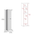 Pemberly Row Tall Broom and Mop Storage Cabinet Closet in White