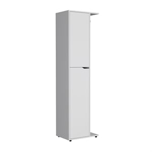 Pemberly Row Tall Broom and Mop Storage Cabinet Closet in White