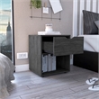 Pemberly Row Nightstand with Drawer and Open Shelf in Light Gray