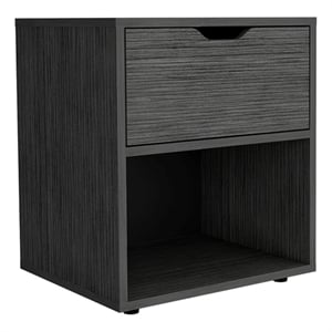 Pemberly Row Nightstand with Drawer and Open Shelf in Light Gray
