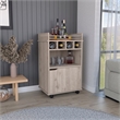 Pemberly Row Bar Cart with Wine Cubbies and Shelves 35in High in Beige