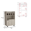 Pemberly Row Bar Cart with Wine Cubbies and Shelves 35in High in Beige