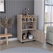Pemberly Row Bar Cart with Wine Cubbies and Shelves 35in High in Beige