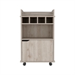 Pemberly Row Bar Cart with Wine Cubbies and Shelves 35in High in Beige