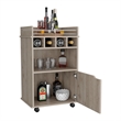 Pemberly Row Bar Cart with Wine Cubbies and Shelves 35in High in Beige
