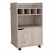 Pemberly Row Bar Cart with Wine Cubbies and Shelves 35in High in Beige