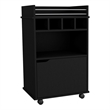 Pemberly Row Bar Cart with Wine Cubbies and Shelves 35in High in Black