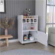 Pemberly Row Bar Cart with Wine Cubbies and Shelves 35in High in White
