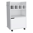 Pemberly Row Bar Cart with Wine Cubbies and Shelves 35in High in White