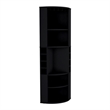 Pemberly Row Corner Bar Cabinet with Wine Storage 70.8in in Black