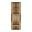 Pemberly Row Corner Bar Cabinet with Wine Storage 70.8in in Beige